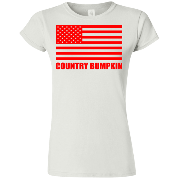 "Country Bumpkin" Red American Flag G640L Softstyle Ladies' T-Shirt