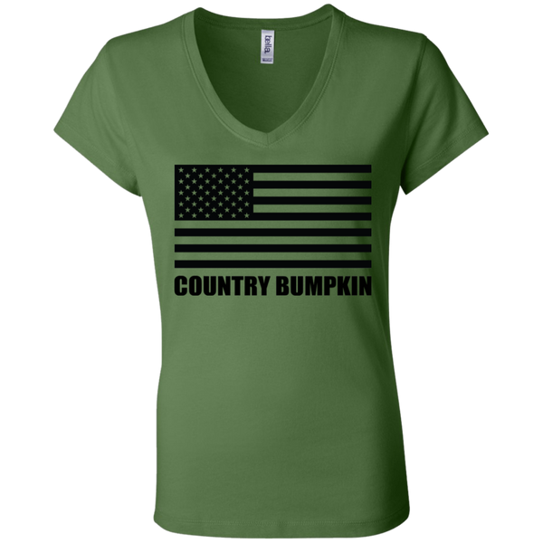 Country Bumpkin American Flag B6005 Ladies' Jersey V-Neck T-Shirt