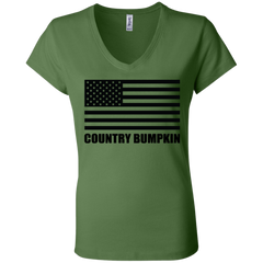 Country Bumpkin American Flag B6005 Ladies' Jersey V-Neck T-Shirt