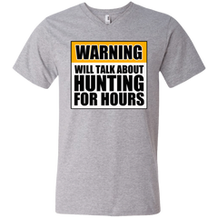 Warning Will Talk About Hunting For Hours Men's Printed V-Neck T