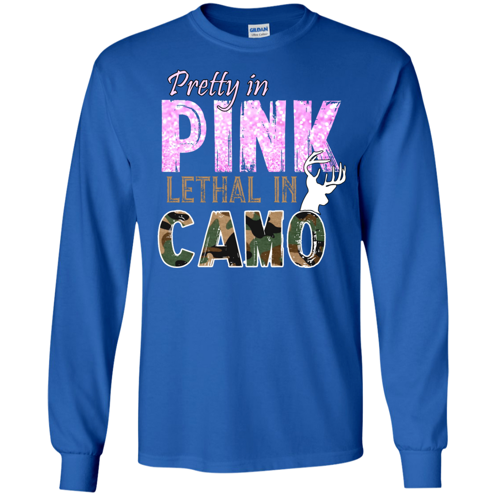 Pretty In Pink Lethal In Camo G240 Gildan LS Ultra Cotton T Shirt Country Bumpkin