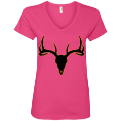 Buck Head Deer Skull 88VL Anvil Ladies' V-Neck T-Shirt