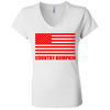 "Country Bumpkin" Red American Flag B6005 Ladies' Jersey V-Neck T-Shirt