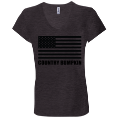 Country Bumpkin American Flag B6005 Ladies' Jersey V-Neck T-Shirt