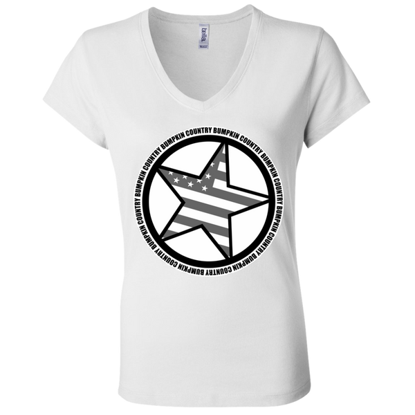 "Country Bumpkin" Diagonal Star with Flag B6005 Ladies' Jersey V-Neck T-Shirt