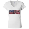 "Country Bumpkin" Camo US Flag Text Bella + Canvas Ladies' Jersey V-Neck T-Shirt