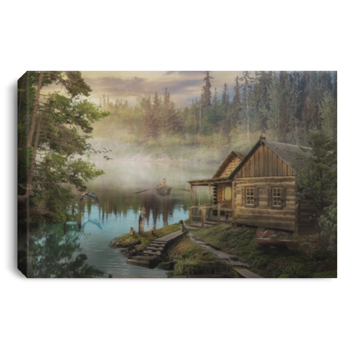 Country Cabin Morning Mist Wall Canvas .75in Frame