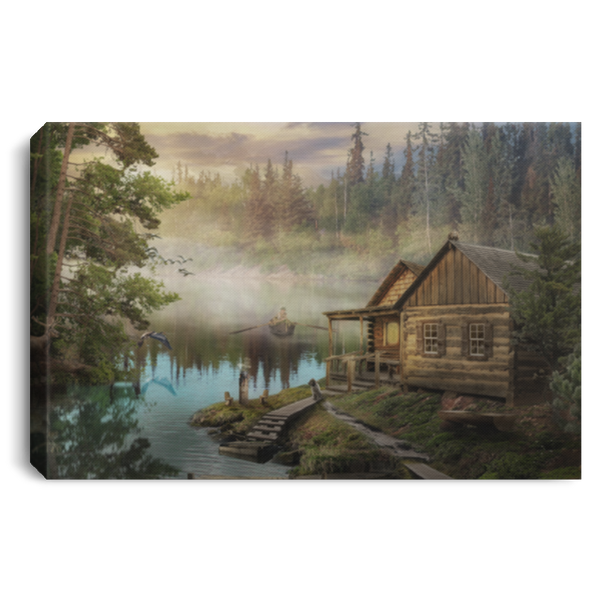 Country Cabin Morning Mist Wall Canvas .75in Frame