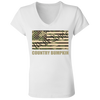 Country Bumpkin "We The People" Camo Flag Ladies' Jersey V-Neck T-Shirt