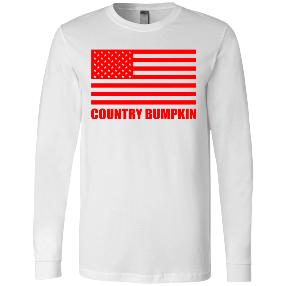 "Country Bumpkin" Red American Flag 3501 Men's Jersey LS T-Shirt