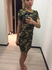 Short Sleeve Camo Mini Dress