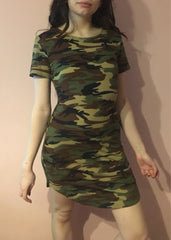 Short Sleeve Camo Mini Dress