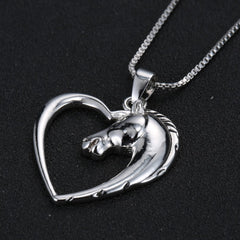 Horse In Heart Pendant Necklace