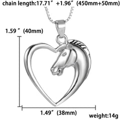 Horse In Heart Pendant Necklace