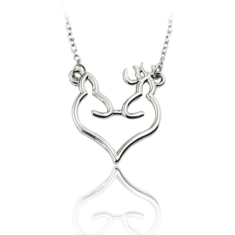 Deer Lovers His and Hers Buck And Doe Kissing Necklace