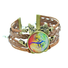 Tree Of Life Country Style Vintage Look Leather Charm Bracelet