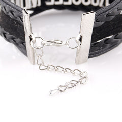 Cute Country Girl Leather Charm Bracelet With Cowgirl Hat